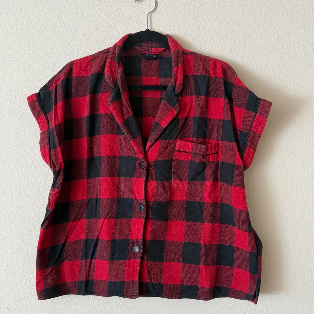 Madewell Red and Black Plaid Pajama Top